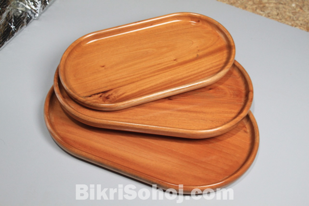 Wood serving tray